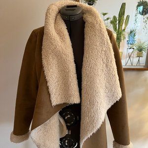 LAUREN Ralph Lauren Faux Shearling and Suede Fall/Winter Coat/Jacket Petite XS